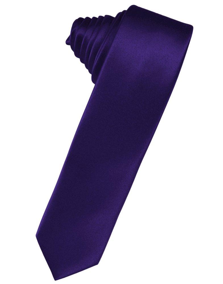Purple Solid Satin Skinny Suit Tie - Tuxedo Club