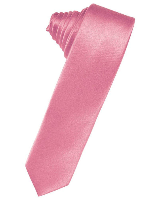 Rose Petal Solid Satin Skinny Suit Tie - Tuxedo Club