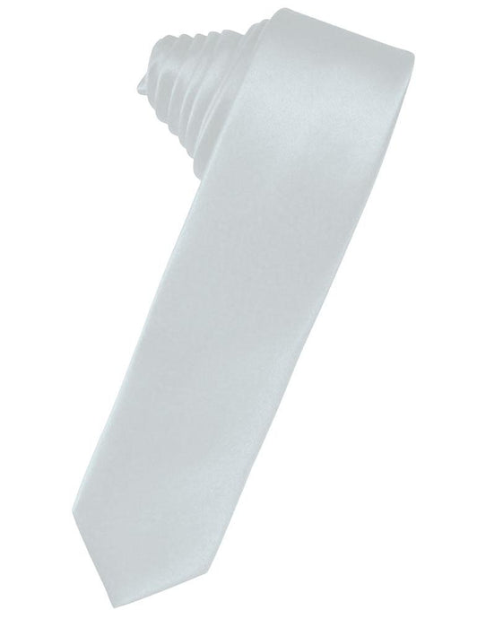 Seaglass Blue Solid Satin Skinny Suit Tie - Tuxedo Club