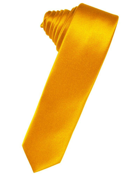 Tangerine Solid Satin Skinny Suit Tie - Tuxedo Club