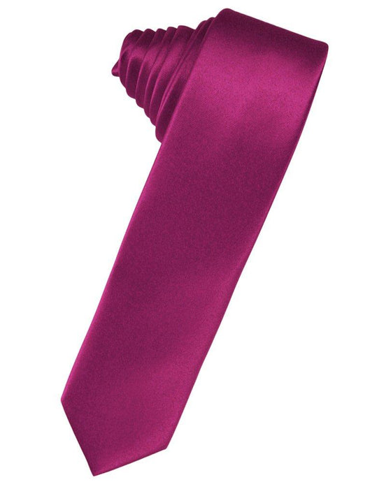 Watermelon Solid Satin Skinny Suit Tie - Tuxedo Club