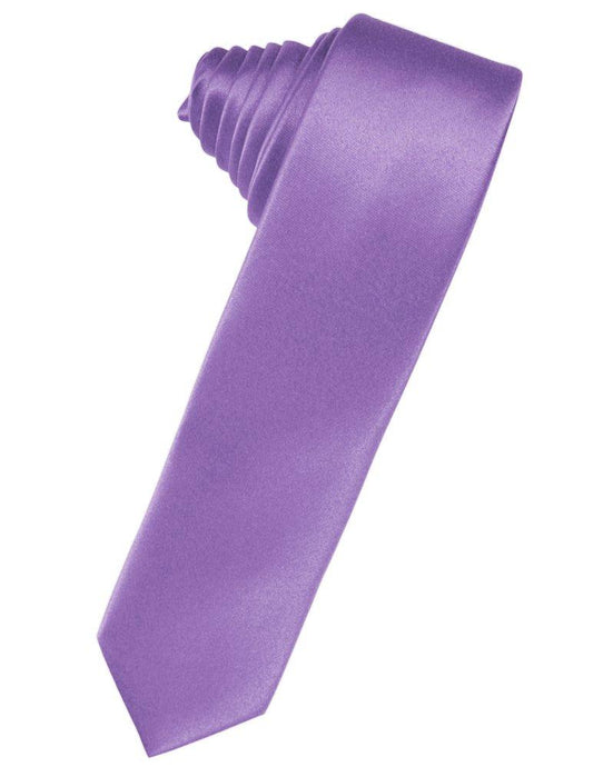 Wisteria Solid Satin Skinny Suit Tie - Tuxedo Club