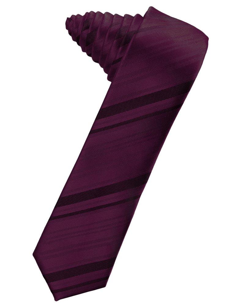Berry Striped Satin Skinny Suit Tie - Tuxedo Club