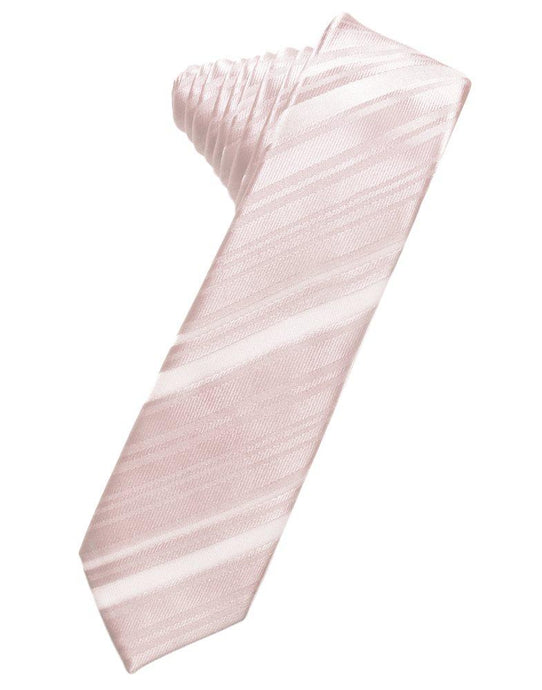 Blush Striped Satin Skinny Suit Tie - Tuxedo Club
