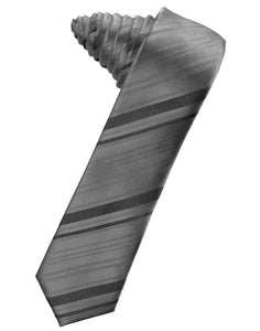 Charcoal Striped Satin Skinny Suit Tie - Tuxedo Club