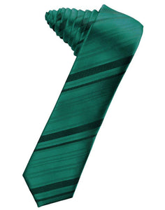 Jade Striped Satin Skinny Suit Tie - Tuxedo Club