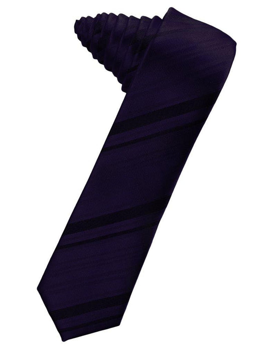 Lapis Striped Satin Skinny Suit Tie - Tuxedo Club