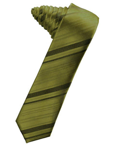 Moss Striped Satin Skinny Suit Tie - Tuxedo Club