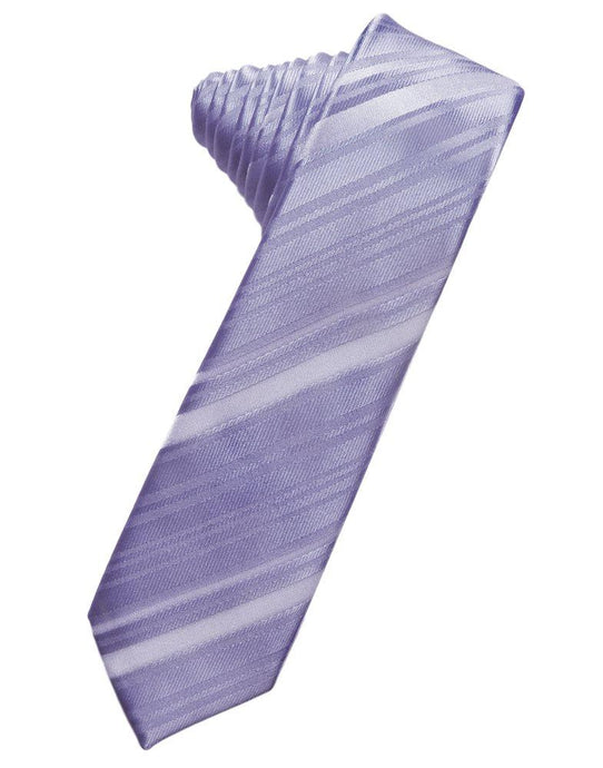 Periwinkle Striped Satin Skinny Suit Tie - Tuxedo Club