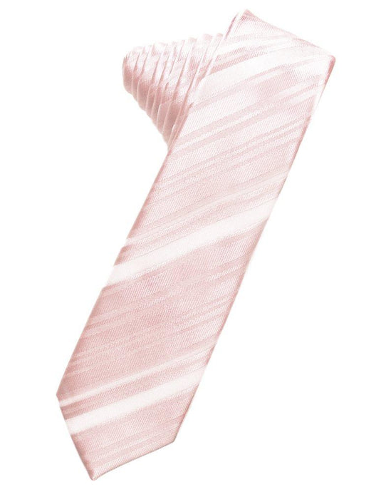 Pink Striped Satin Skinny Suit Tie - Tuxedo Club