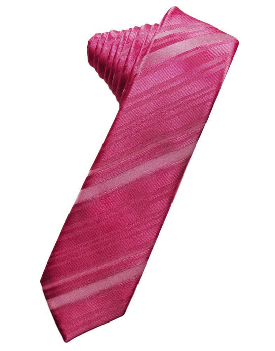Watermelon Striped Satin Skinny Suit Tie - Tuxedo Club