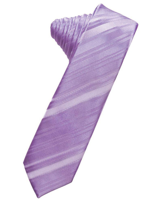 Wisteria Striped Satin Skinny Suit Tie - Tuxedo Club