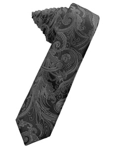 Charcoal Tapestry Skinny Suit Tie - Tuxedo Club