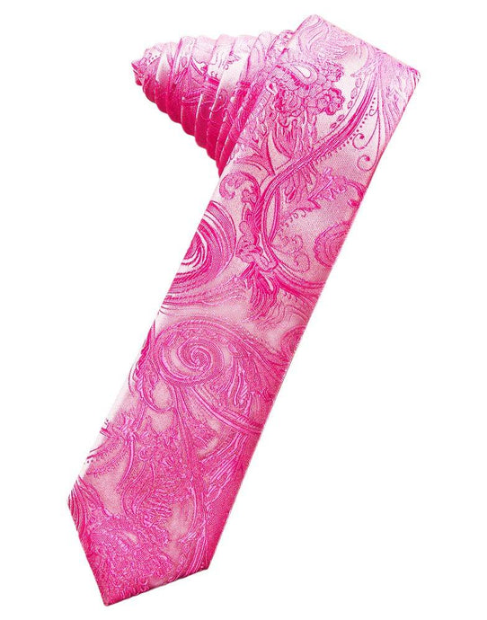 Fuchsia Tapestry Skinny Suit Tie - Tuxedo Club