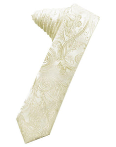 Ivory Tapestry Skinny Suit Tie - Tuxedo Club