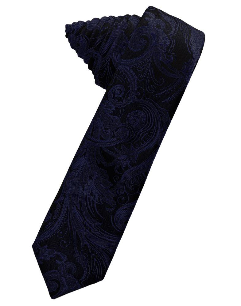 Midnight Blue Tapestry Skinny Suit Tie - Tuxedo Club
