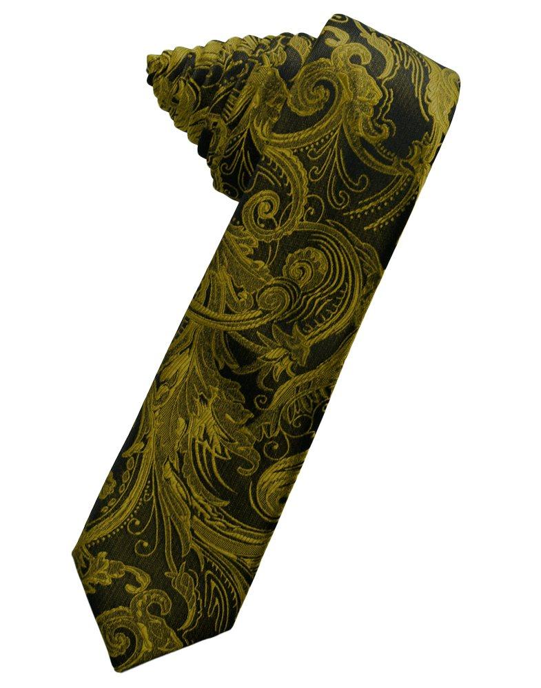 New Gold Tapestry Skinny Suit Tie - Tuxedo Club