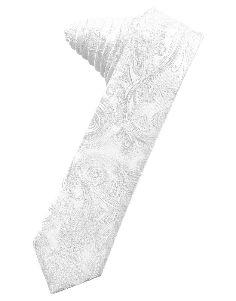 White Tapestry Skinny Suit Tie - Tuxedo Club