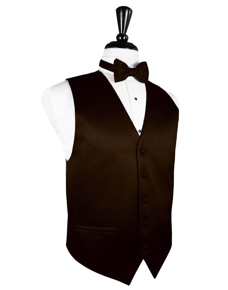 Chocolate Solid Satin Vest - Tuxedo Club