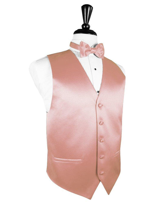 Coral Solid Satin Vest - Tuxedo Club