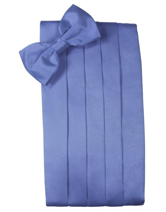 Cornflower Solid Satin Cummerbund - Tuxedo Club