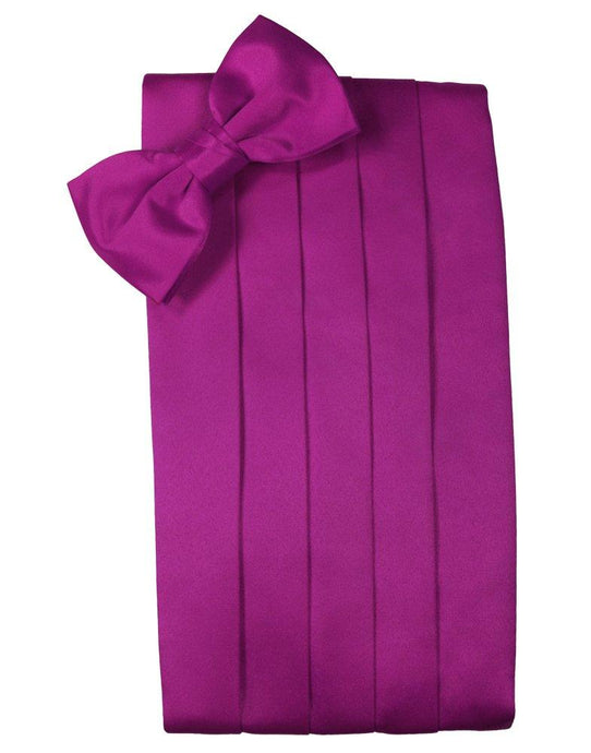 Fuchsia Solid Satin Cummerbund - Tuxedo Club