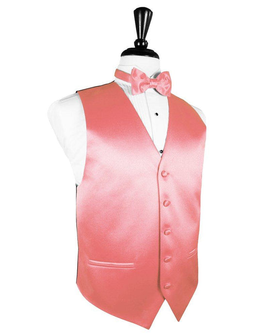 Guava Solid Satin Vest - Tuxedo Club