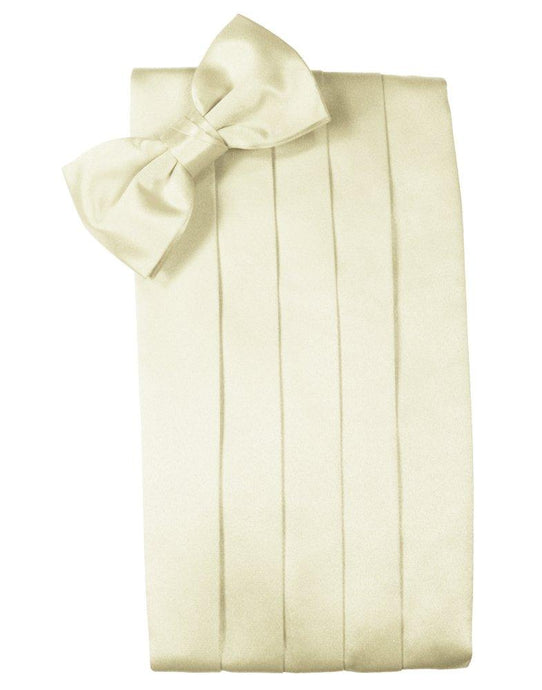 Ivory Solid Satin Cummerbund - Tuxedo Club