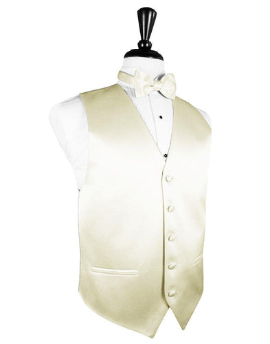 Ivory Solid Satin Vest - Tuxedo Club