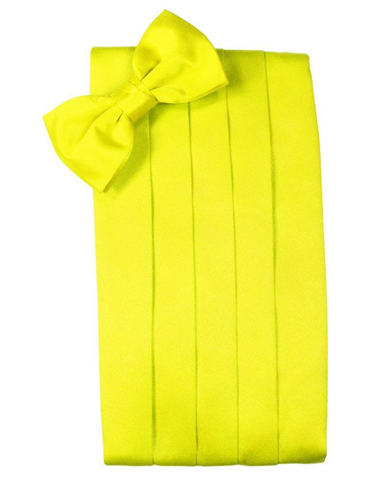 Lemon Solid Satin Cummerbund - Tuxedo Club