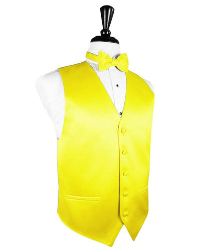 Lemon Solid Satin Vest - Tuxedo Club