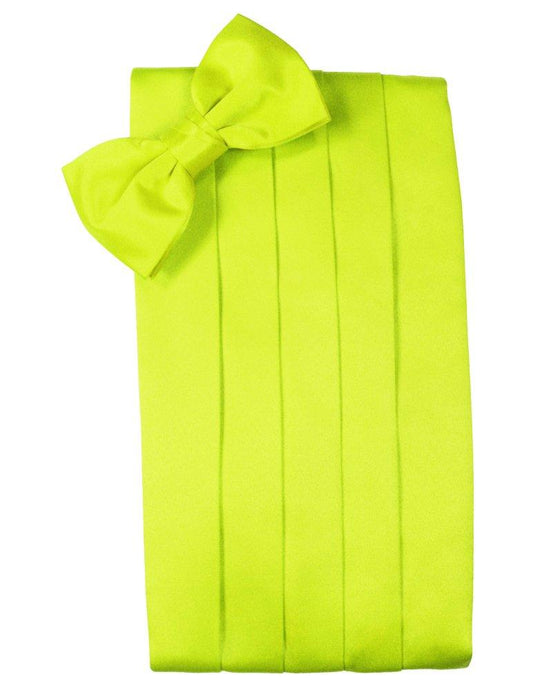 Lime Solid Satin Cummerbund - Tuxedo Club
