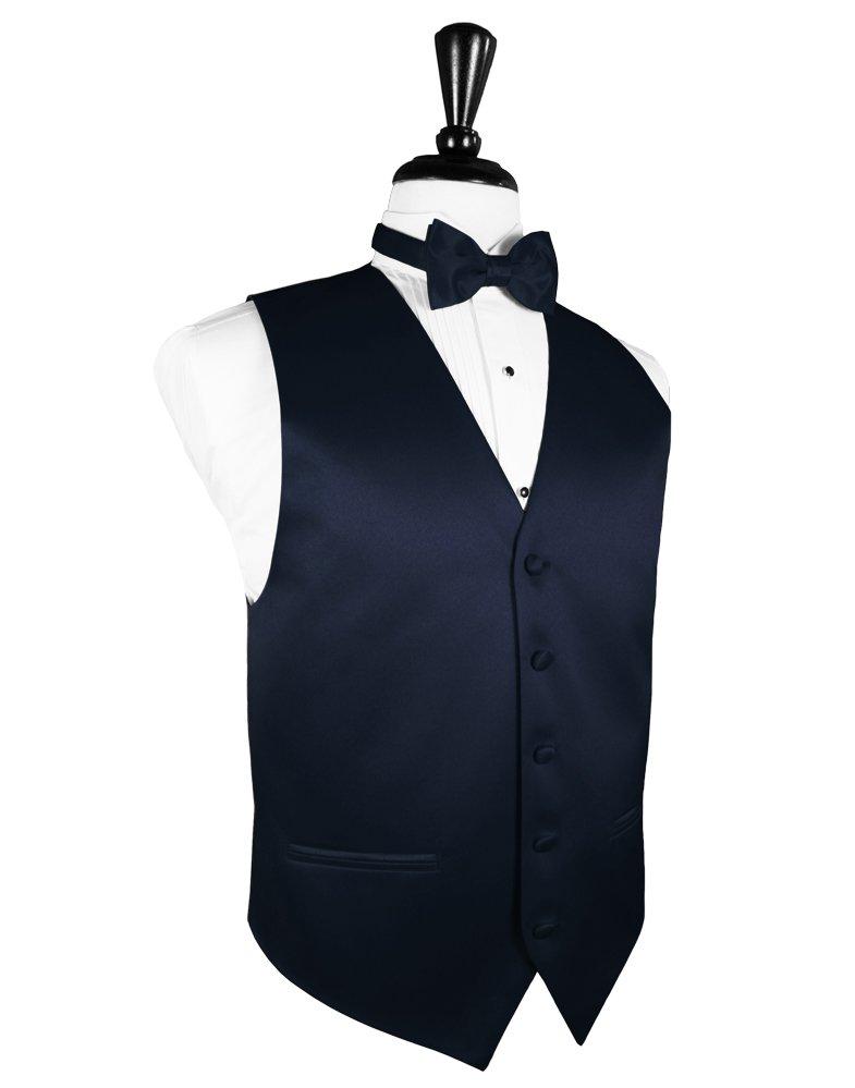 Midnight Blue Solid Satin Vest - Tuxedo Club