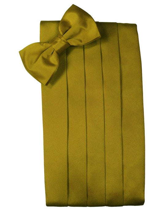 New Gold Solid Satin Cummerbund - Tuxedo Club