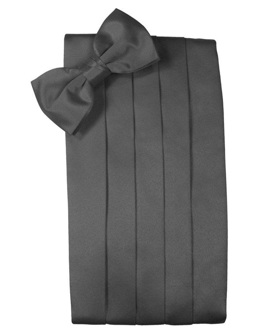 Pewter Solid Satin Cummerbund - Tuxedo Club
