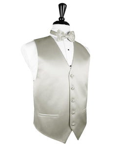 Platinum Solid Satin Vest - Tuxedo Club