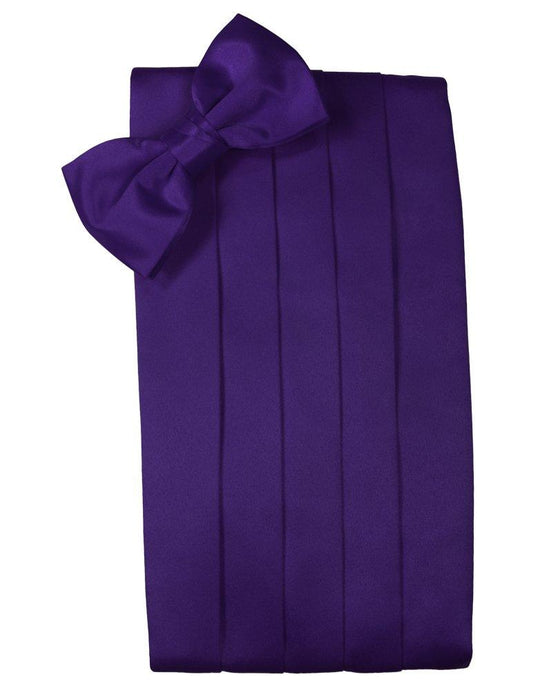 Purple Solid Satin Cummerbund - Tuxedo Club