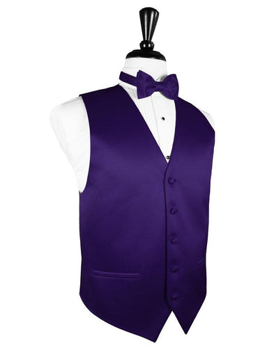 Purple Solid Satin Vest - Tuxedo Club