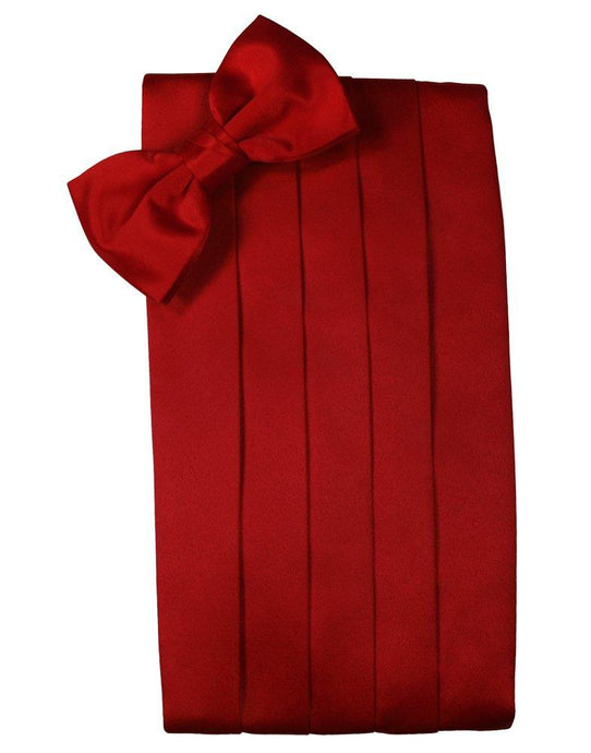Scarlet Solid Satin Cummerbund - Tuxedo Club