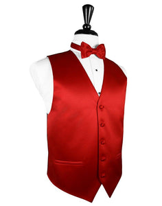 Scarlet Solid Satin Vest - Tuxedo Club
