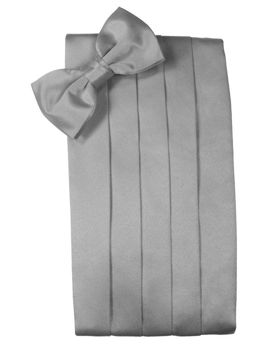 Silver Solid Satin Cummerbund - Tuxedo Club