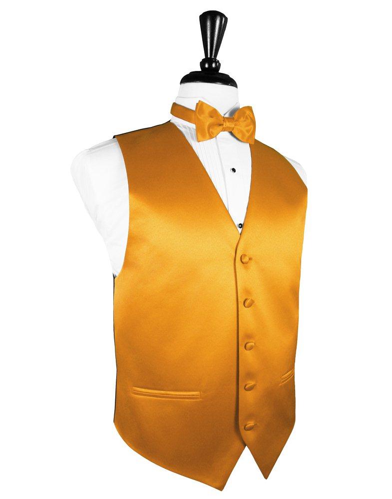 Tangerine Solid Satin Vest - Tuxedo Club