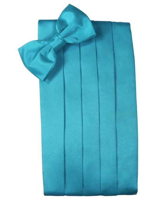 Turquoise Solid Satin Cummerbund - Tuxedo Club