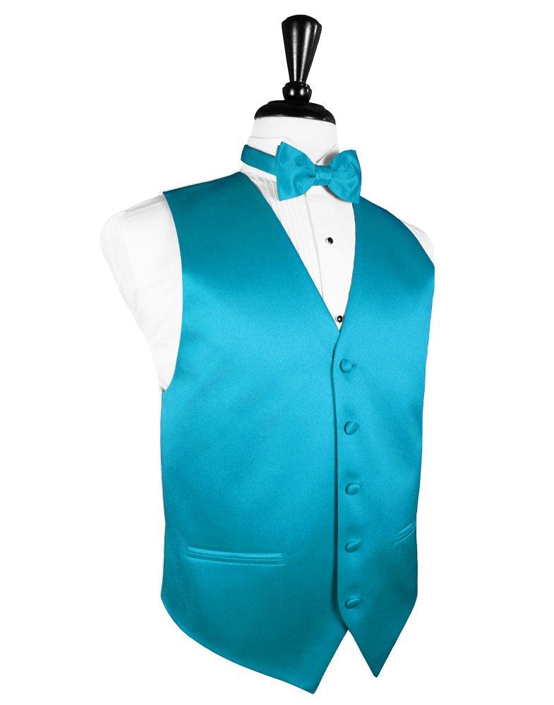 Turquoise Solid Satin Vest - Tuxedo Club