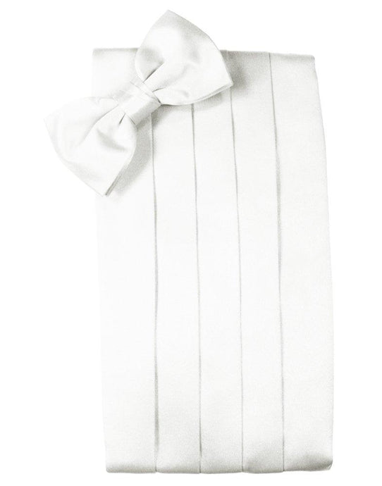 White Solid Satin Cummerbund - Tuxedo Club