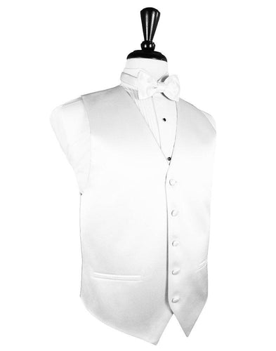 White Solid Satin Vest - Tuxedo Club