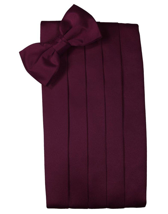 Wine Solid Satin Cummerbund - Tuxedo Club