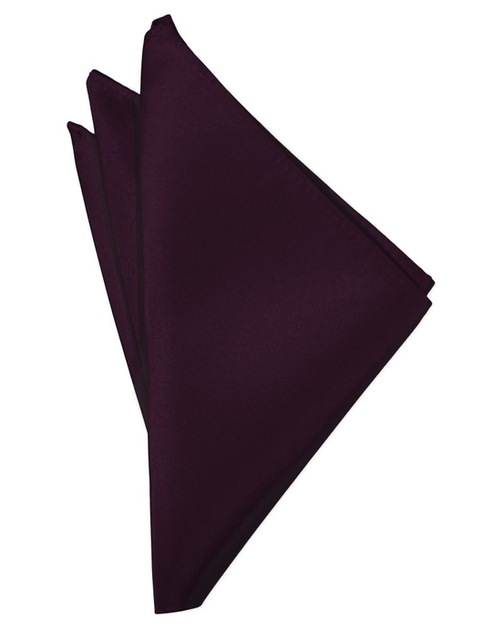 Berry Solid Satin Pocket Square - Tuxedo Club