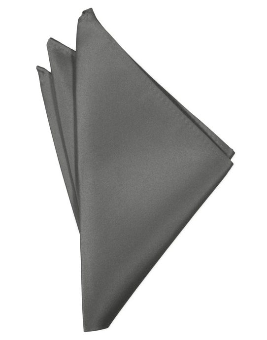 Charcoal Solid Satin Pocket Square - Tuxedo Club