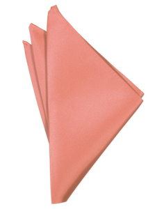 Coral Reef Solid Satin Pocket Square - Tuxedo Club